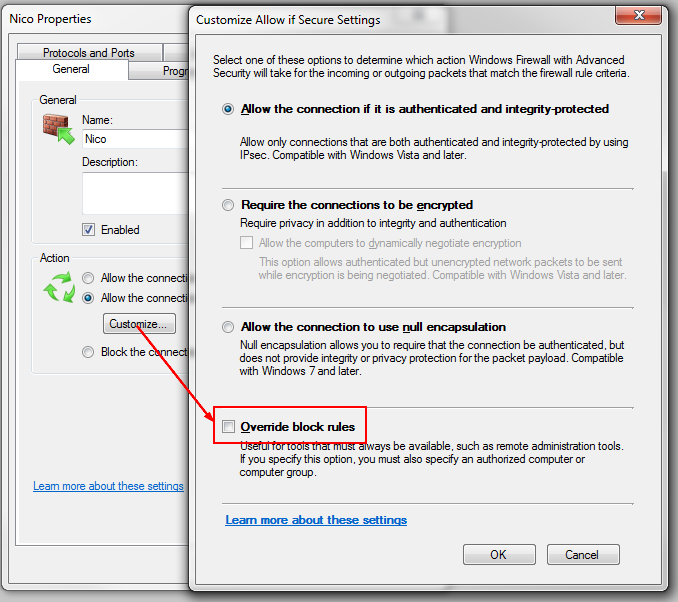 Windows Firewall Override Block Rules