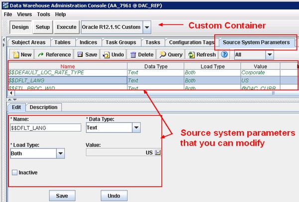 Obia Dac Source System Parameters