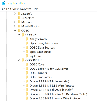 Windows Odbc Registry