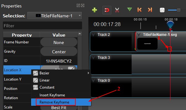 Openshot Remove Keyframe