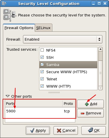 Linux Firewall Thigtvnc