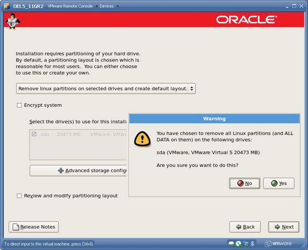 Oel5 Install 4 Partition Warning