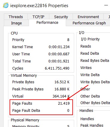 Page Fault Process Explorer