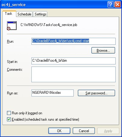 Scheduled Task Oc4j