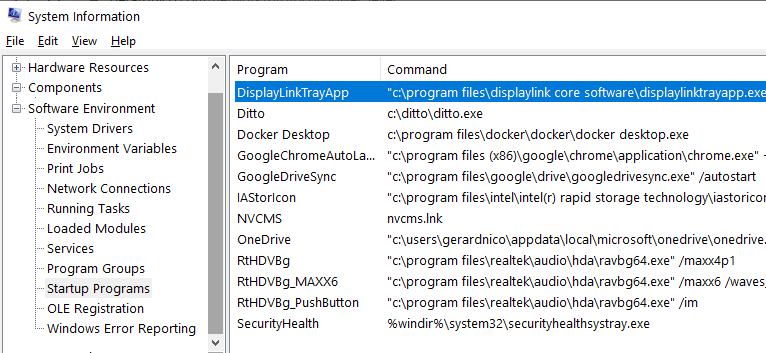Windows Startup Programs Sysinfo