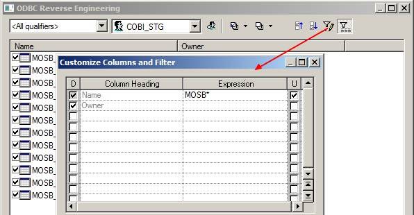 Powerdesigner Customize Columns Filter