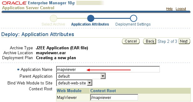 Mapviewer Oas Deploy Give A Name