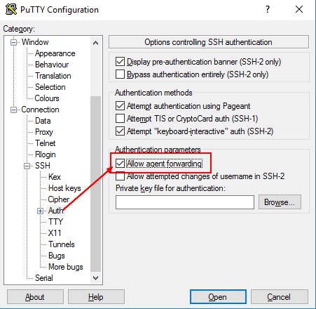 Putty Agent Forwarding
