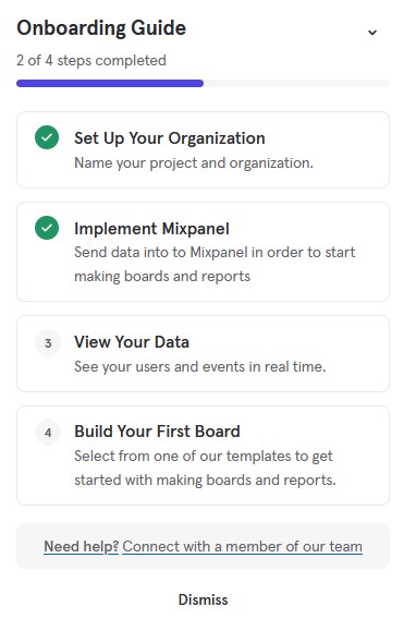Onboarding Guide Mixpanel