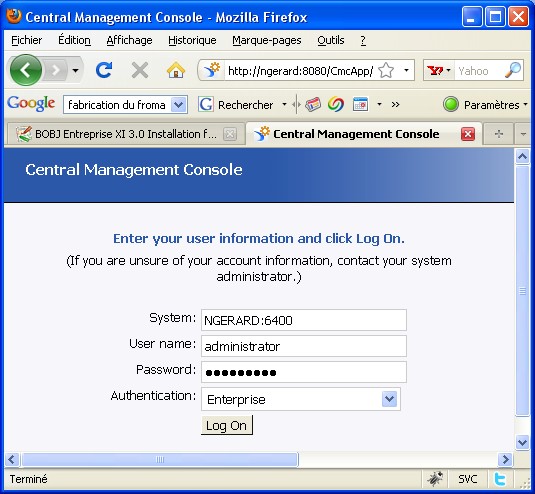 Bobj Installation 16 Cmc Logon