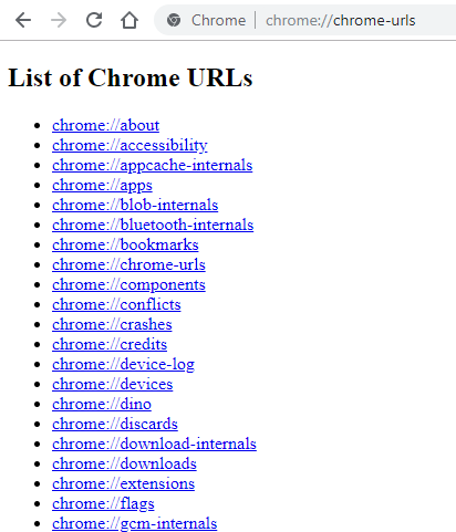 Chrome Urls