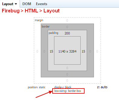 Firebug Box Sizing