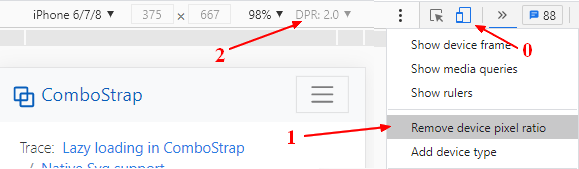 How to change the device pixel ratio in chrome devtool