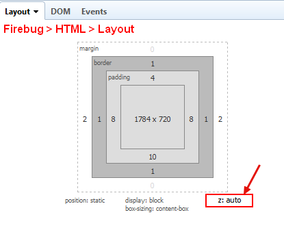 Firebug Z Index