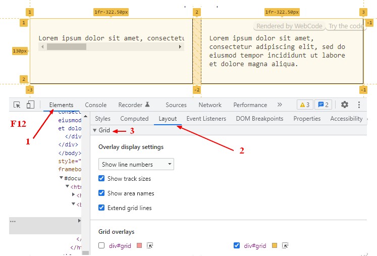 Devtool Chrome Layout Grid