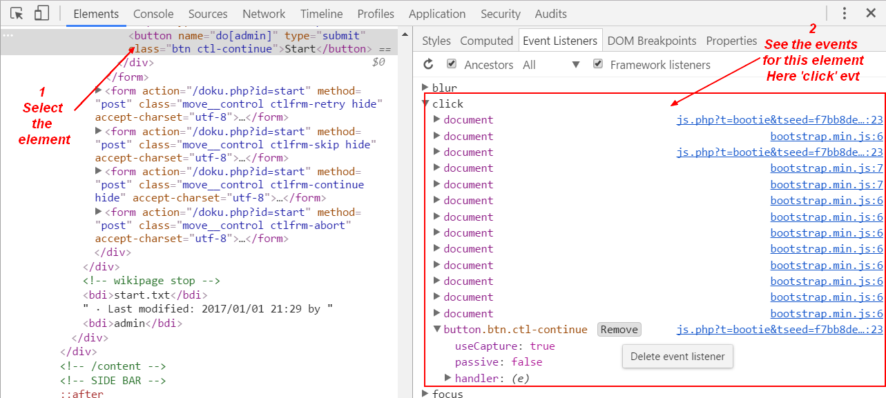 Devtool Chrome Event Listener