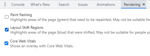 Devtool Chorme Rendering Layout Shift
