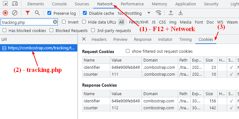 Devtool Tracking Cookie Identifier Counter