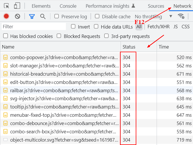 Http Status 304 Chrome Devtool