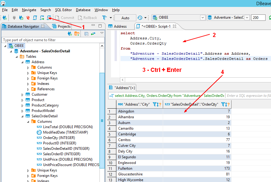 Dbeaver Obiee Query Adventure Works