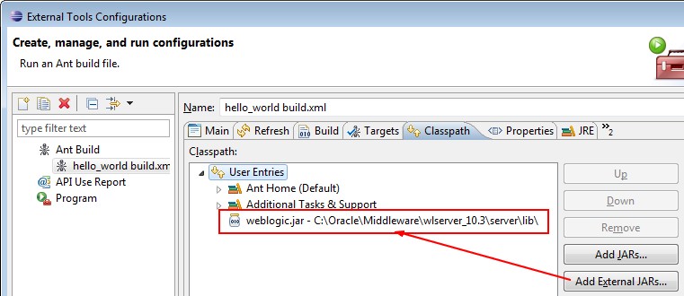 Eclipse Oepe Ant Classpath