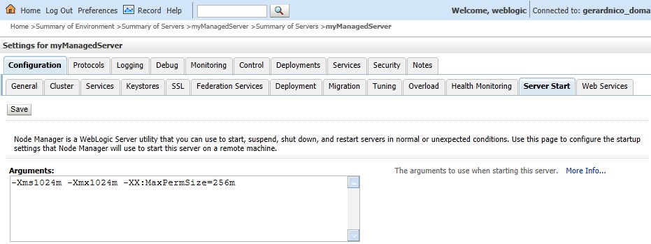 Weblogic Managedserver Node Manager Configuration
