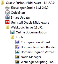 Weblogic Windows Menu